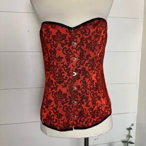 Women’s Red & Black Scroll Gothic Corset Renaissance Costume Cosplay Medium